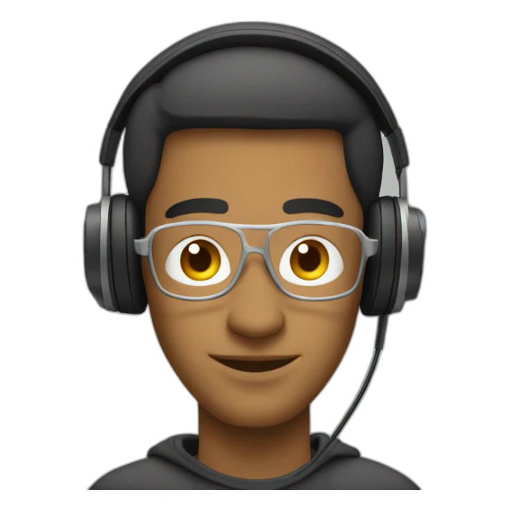 comfortable man listening to music with over ear earbuds sticker