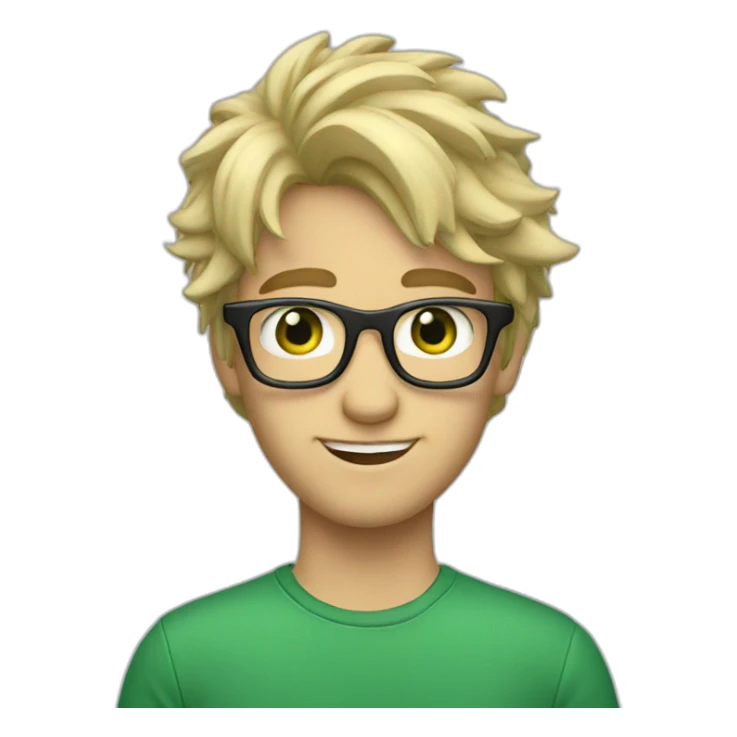 Blonde tech guy with glasses nerd green eyes messy hair sticker