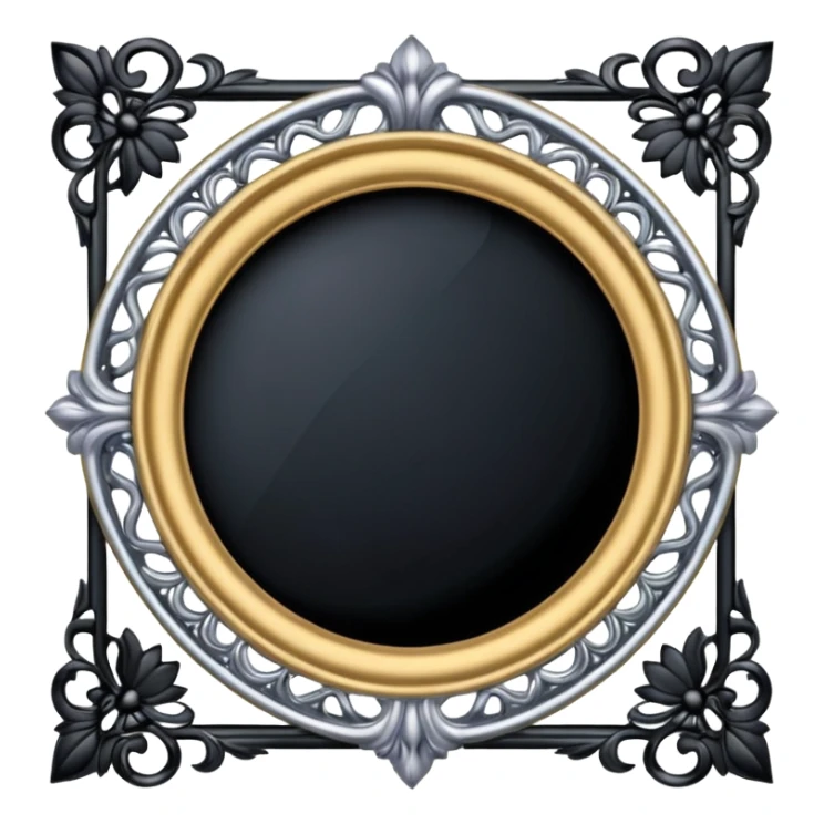 Black and silver filigree Frame, 3D, extremely detailed design sticker
