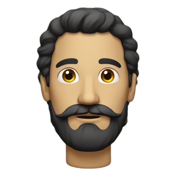 Man with black very long hair mustache tan sticker