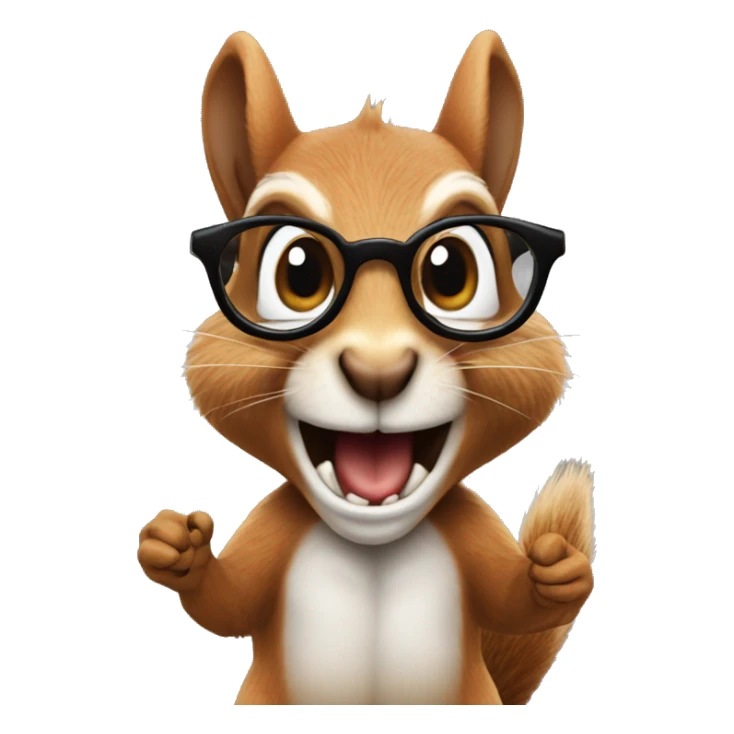 a squirrel holding an acorn, wearing glasses, screaming at the viewer that this is "fucking nuts" sticker