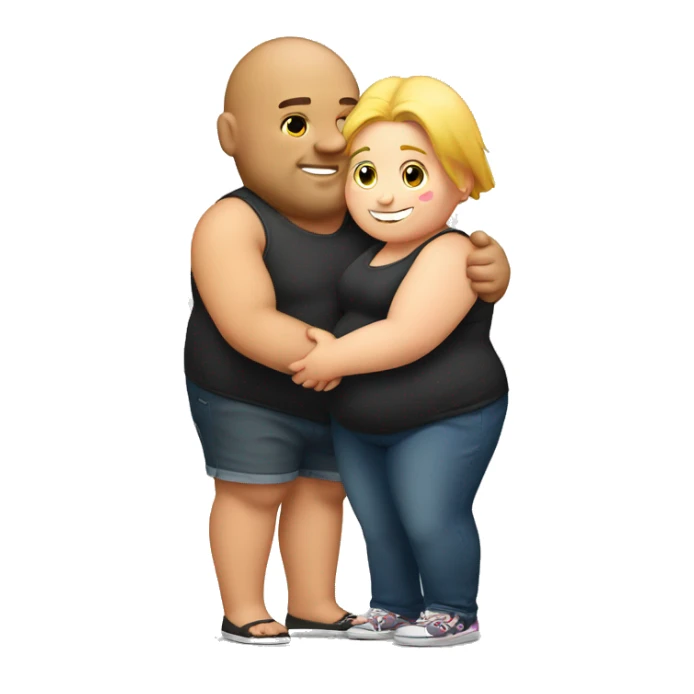 Fat boy hug slim girl sticker