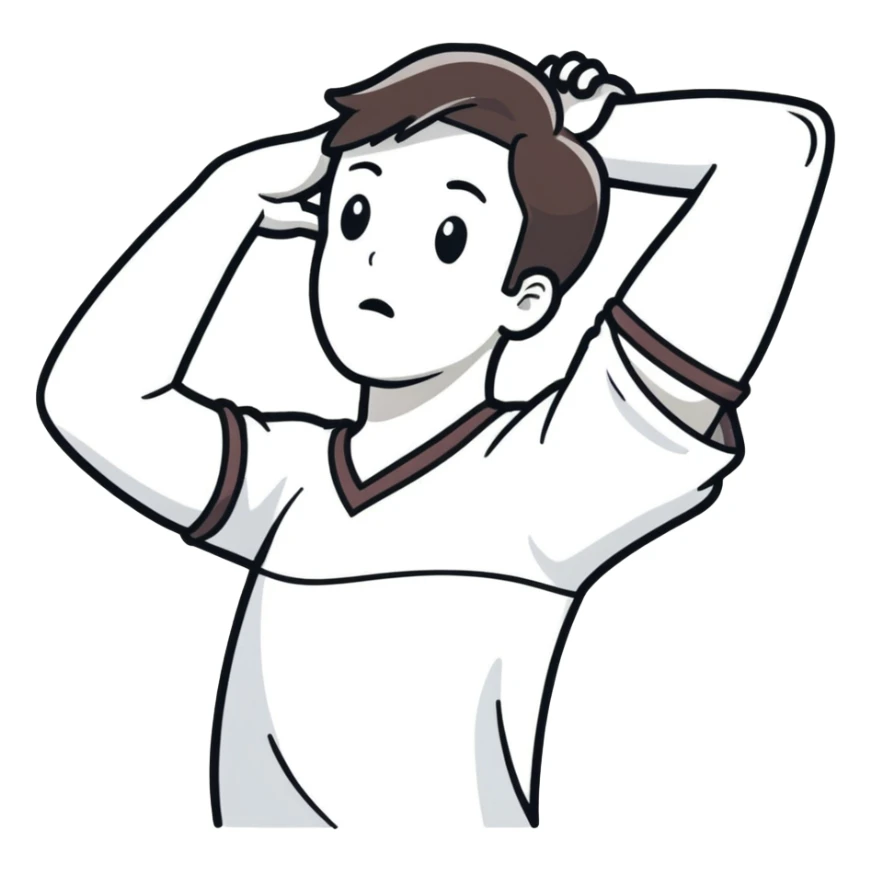 person pushing hair back sticker