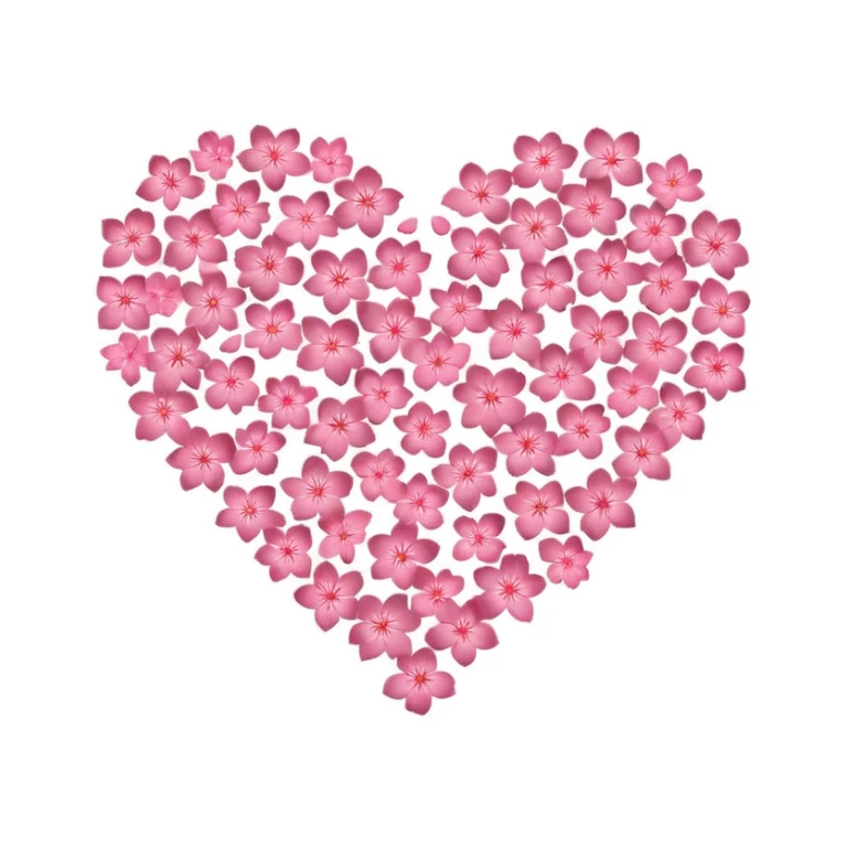 heart made of sakura petals sticker