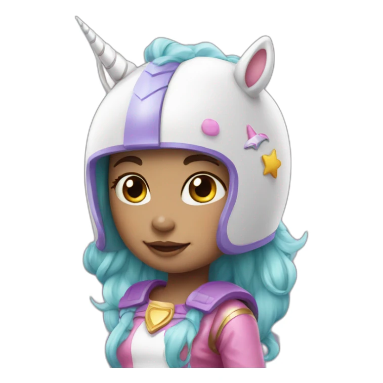 Small cute girl in unicorn helmet sticker