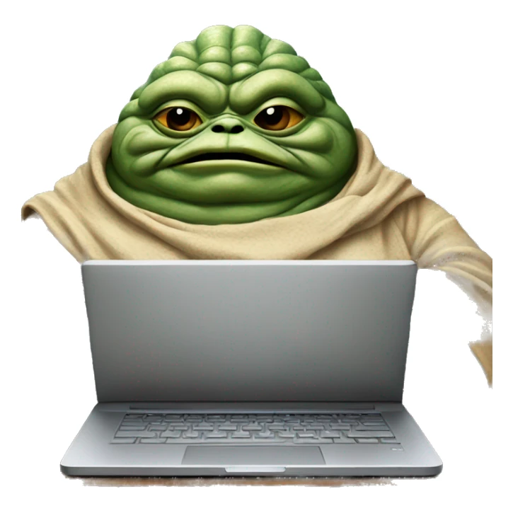 Jabba the Hutt from Star Wars with a laptop sticker