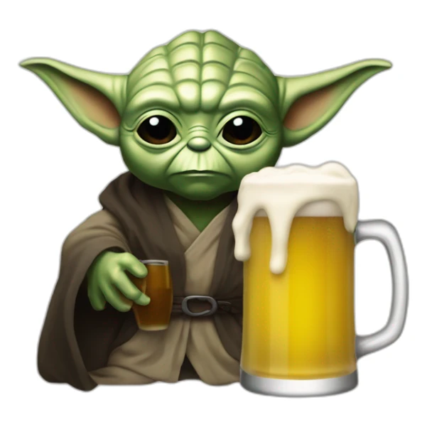 Yoda qui bois une bière avec Dark Vador sticker