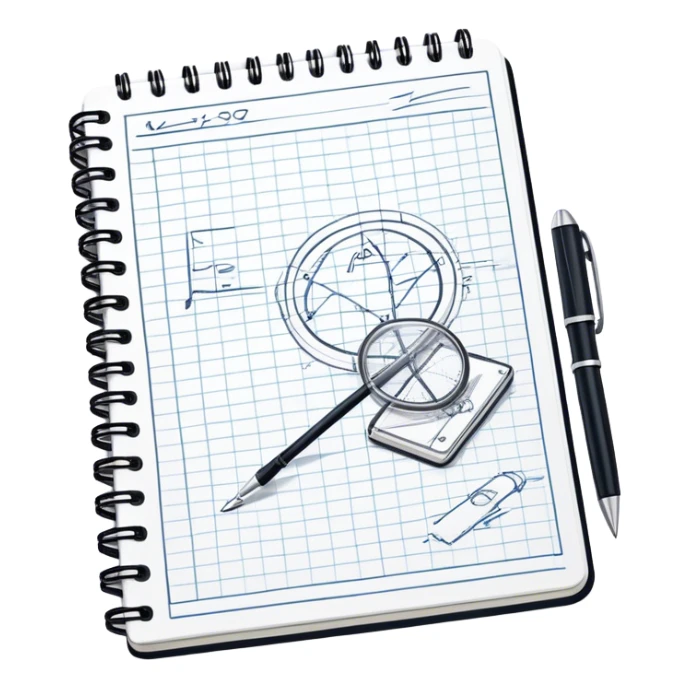 a notebook with lots of technical sketches sticker