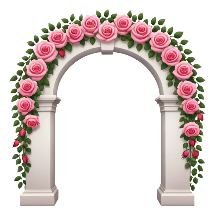 White tall archway with romantic pink and red flowers  sticker