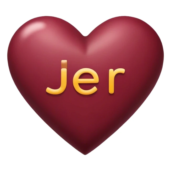 Burgundy heart with the letters Jer in the middle  sticker