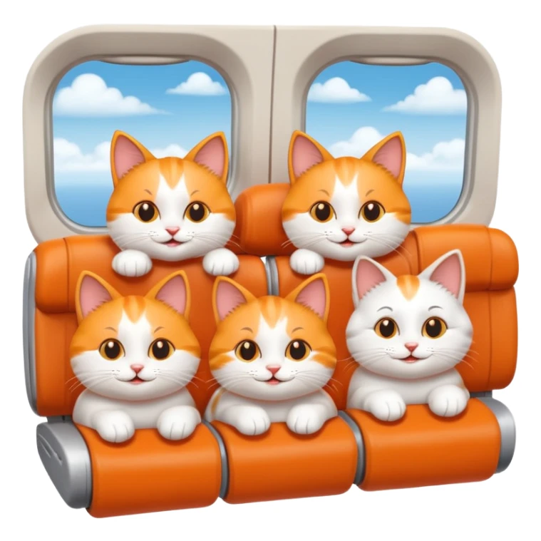 4 happy cats on an airplane sticker