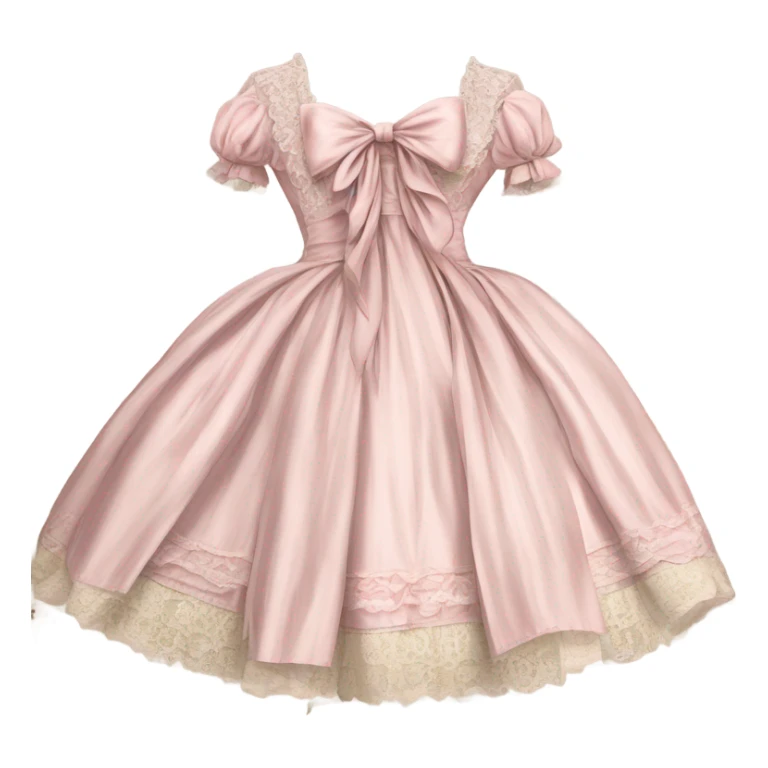 highly detailed pale pink rococo Vintage bow dress with lace and florals  sticker