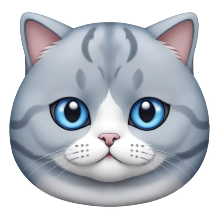 British shorthair blue and white cat with round face and plush fur sticker