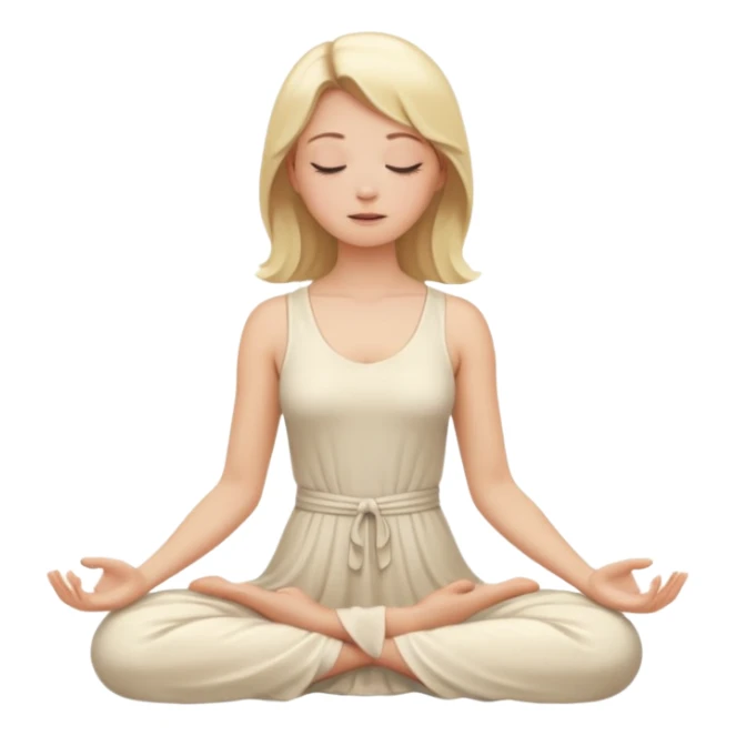 A blonde woman meditating in an ivory-colored dress sticker