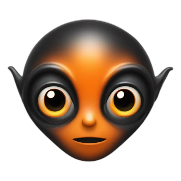 alien face black with big eyes orange details sticker