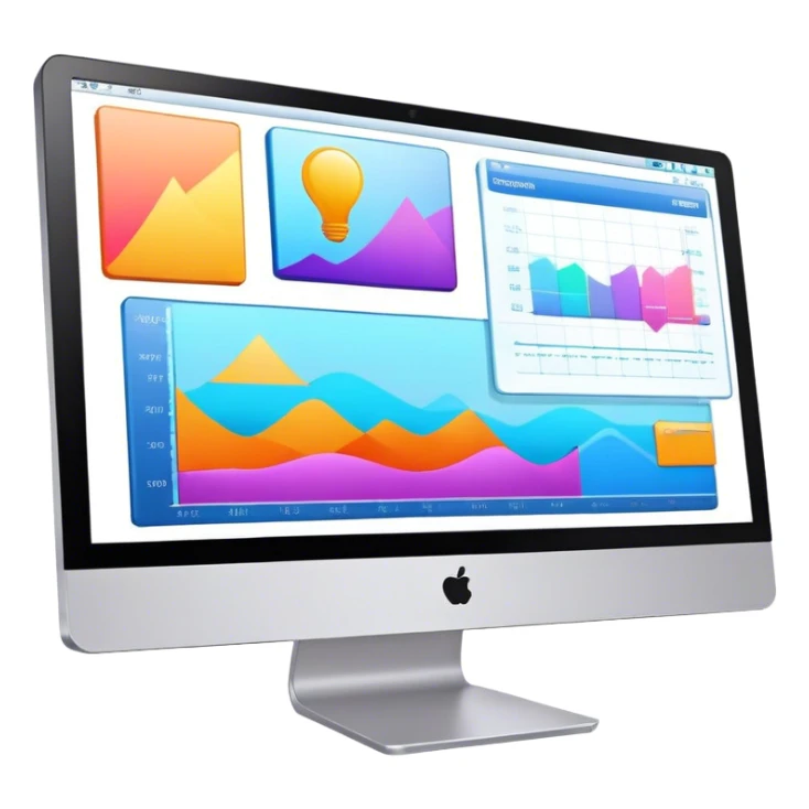 Create an emoji for animation and motion design. Show a computer monitor displaying cartoon creation process, with a timeline, keyframes, and motion effects. Use modern, vibrant colors. No emojis or smiley faces. Transparent background. sticker