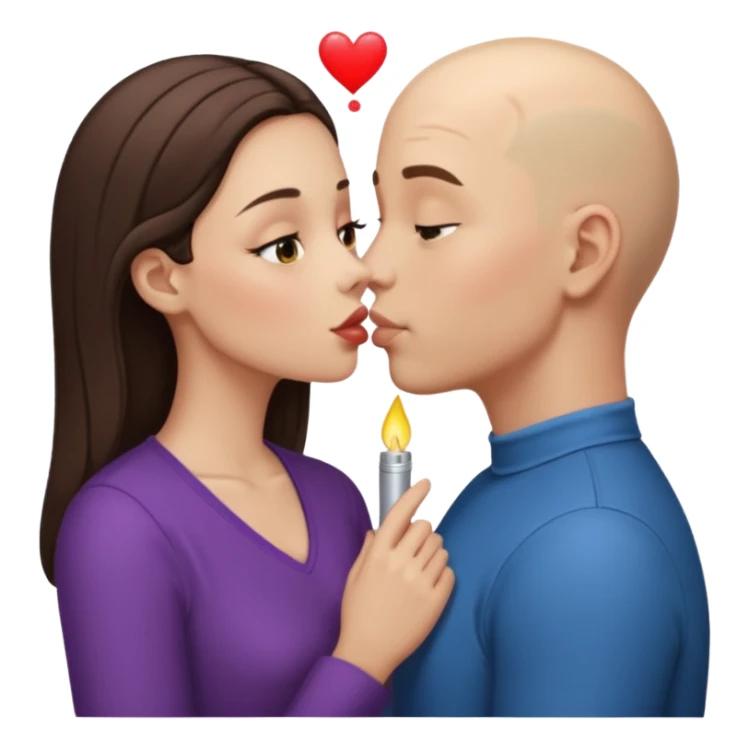 Tall Bald boy kissing a brunette girl  sticker