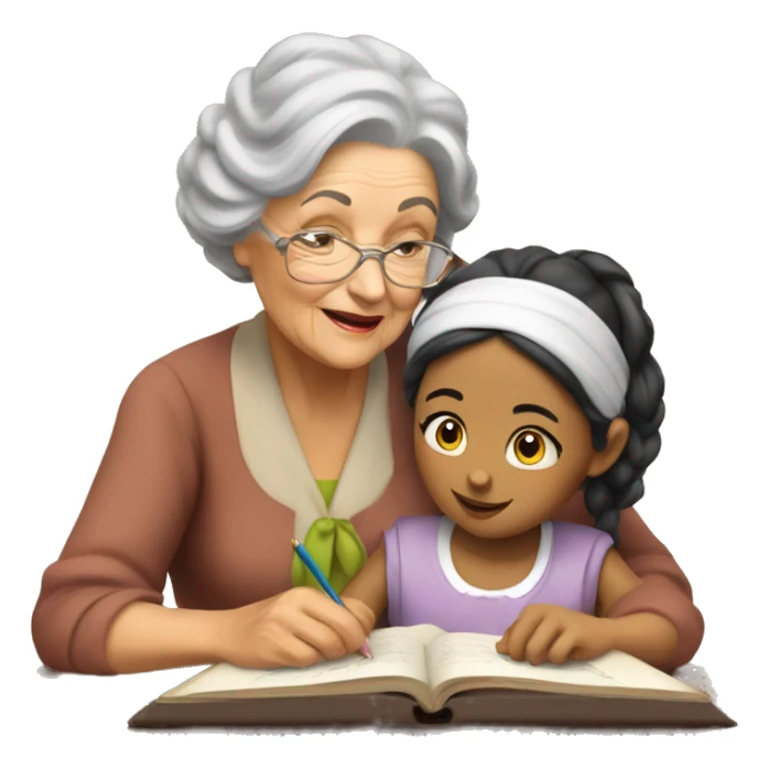 grandma tutoring little gypsy girl sticker