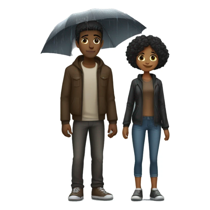Tall brown young bf with short with gf in the heavy rain sticker