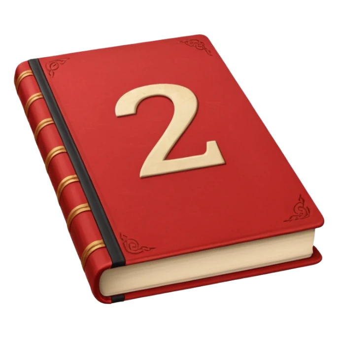 Red book with a number "2" in the cover sticker