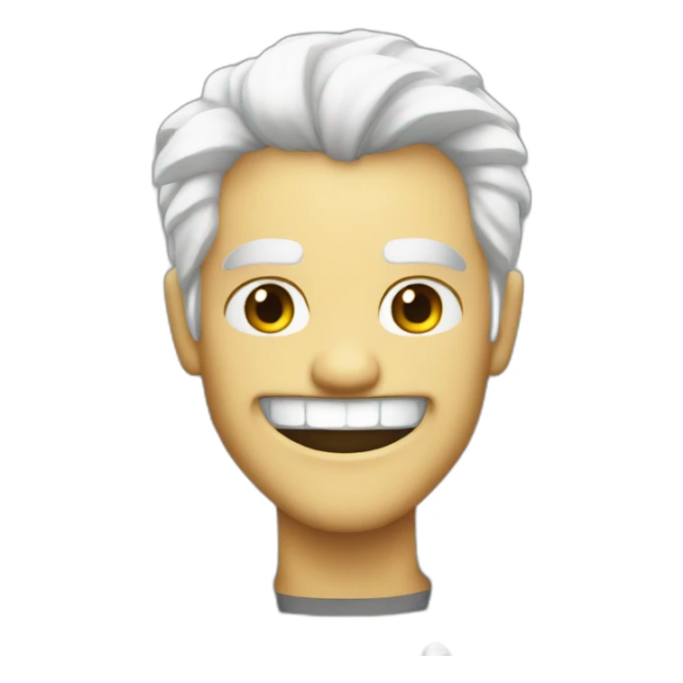White hair and an evil smile sticker
