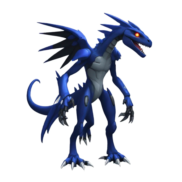  Cool Edgy Black Blue Digimon-Fakemon-Guilmon-Velociraptor-Dragon-Mecha full body sticker