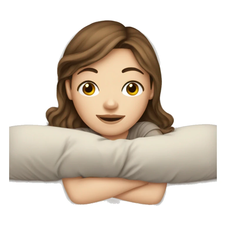 White girl brown hair lying on pillow sticker