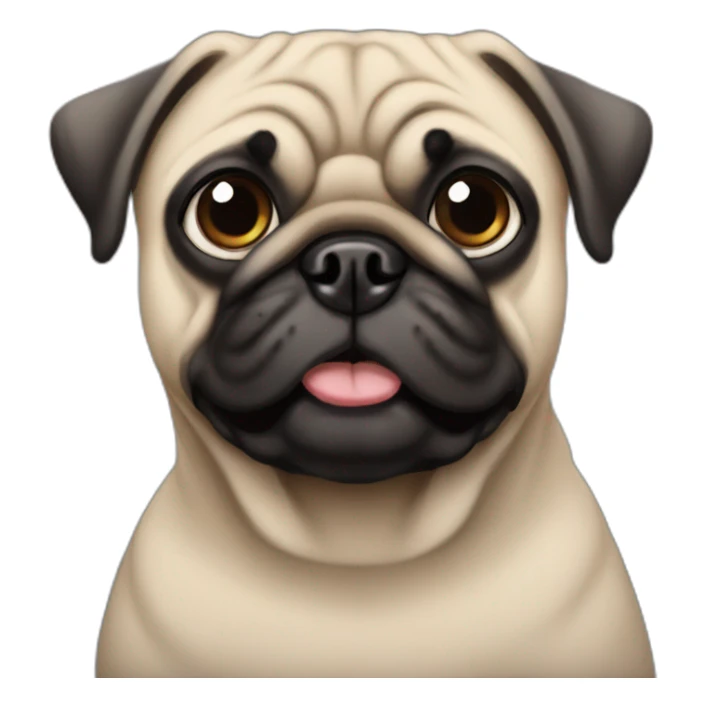 pug wearing a black t-shirt sticker