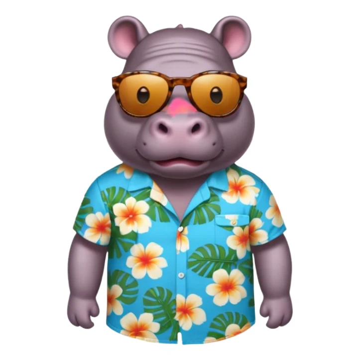hippo with aloha shirt wearing sunglasses sticker