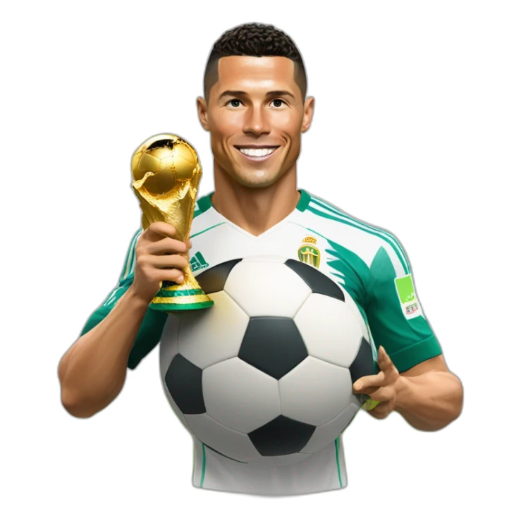 Ronaldo avec la Coupe du Monde et le Ballon d'Or sticker