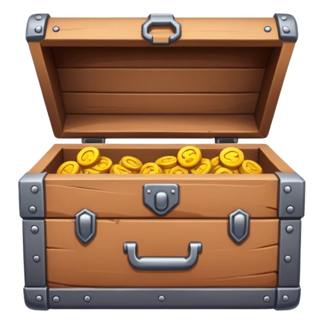modern open chest, clay material, low detailed, casual game, mobile game sticker