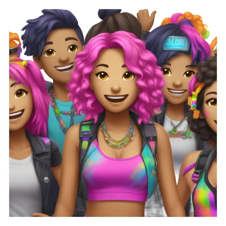 Rave leader Asian girl sticker