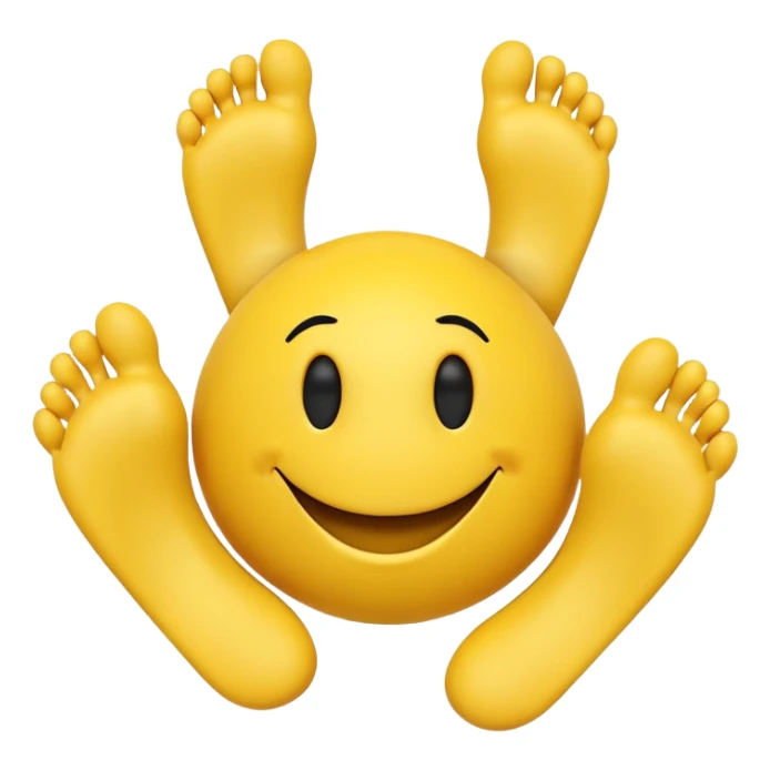 3d human like yellow smiley with feet and toes sticker