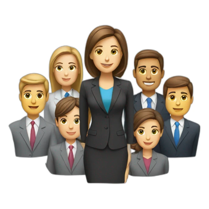 female life insurance advisor with business people sticker