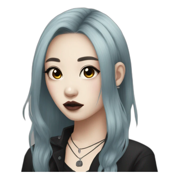 asian girl, dyed hair, piercings, goth sticker