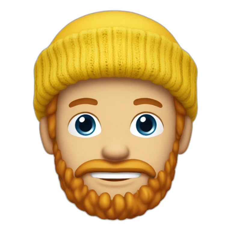 red-bearded-guys-white-teeth-wearing-yellow-beanie-white-shirt sticker