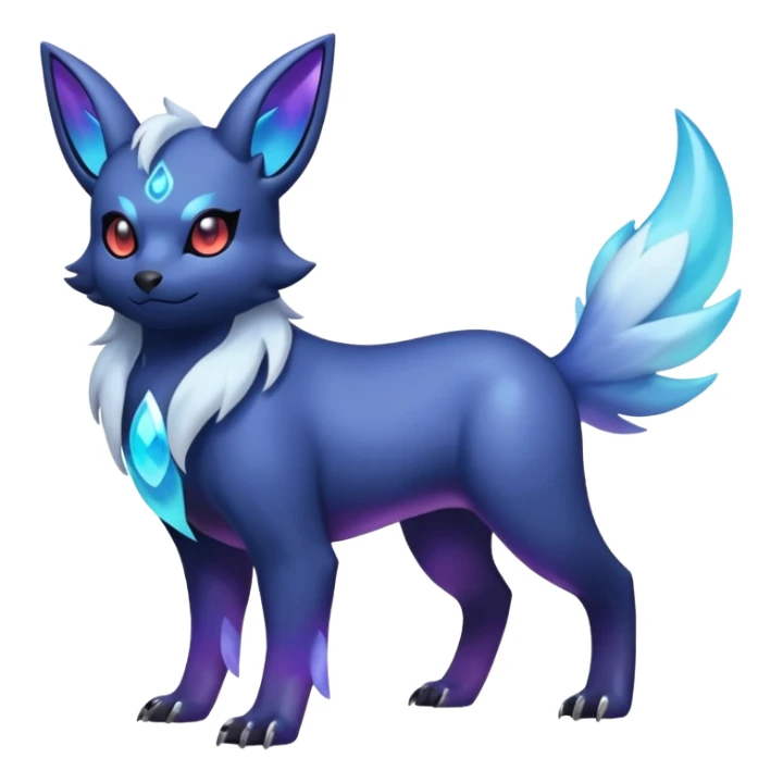 Shiny Iridescent Glowing Neon Alloy Soft Glimmering Glossy Translucent Magnificent Absol-Zorua-Umbreon-fusion (full body) sticker