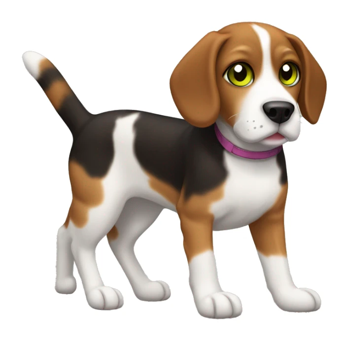 Dark brown tabby cat with brown-green eyes & tricolor beagle dog sticker
