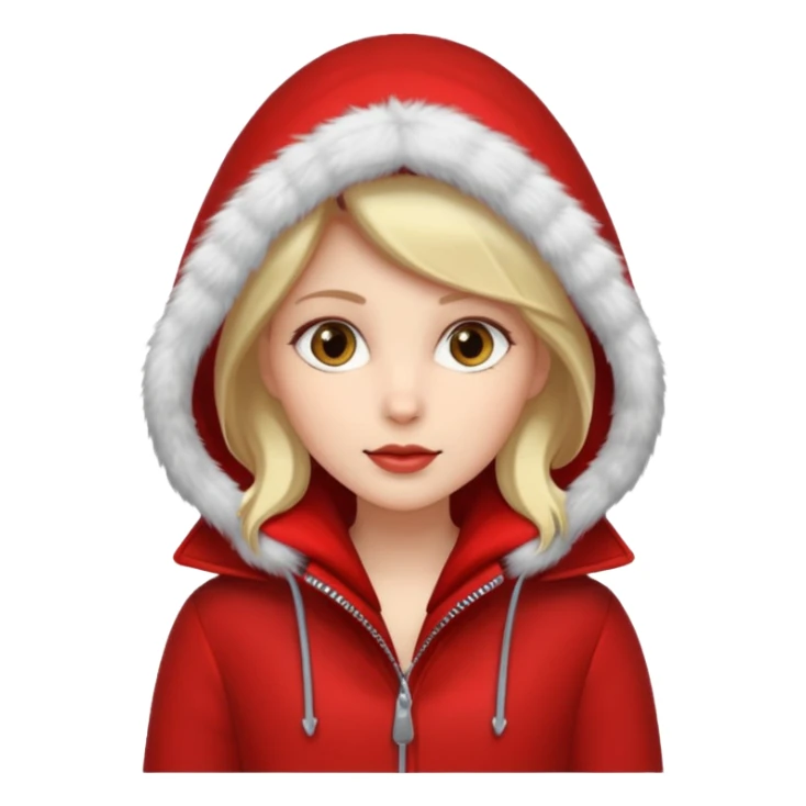 red winter coat for women with a hood sticker