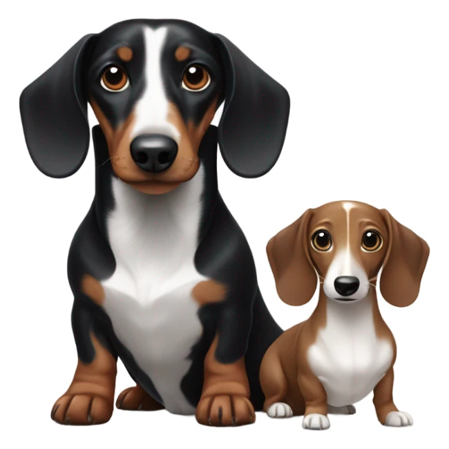One black Dachshund and one white and brown Dachshund sticker