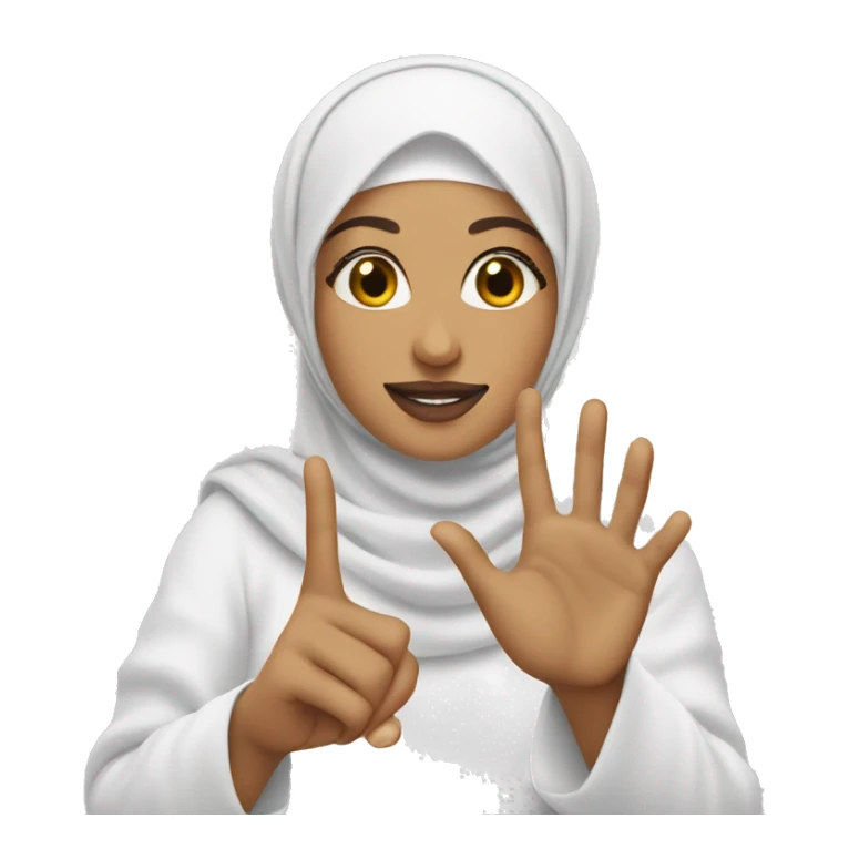 White hijabi with love sign finger sticker
