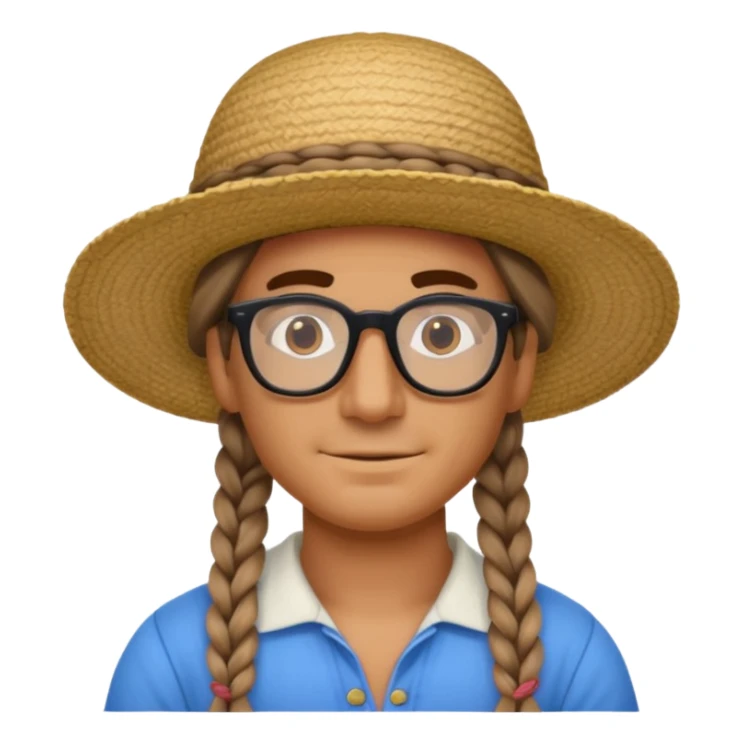 venice gondolier with long braided hair, iconic hat, normal glassess  sticker