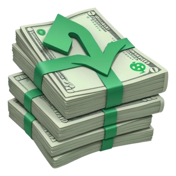 stack of bills facing up with green tick in the background sticker