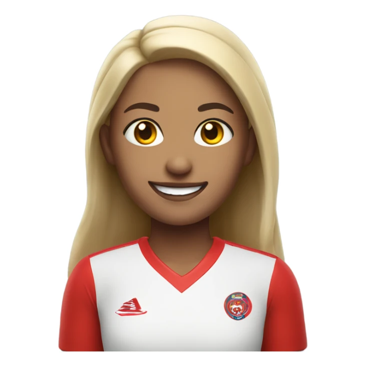 smiling girl in red jersey sticker