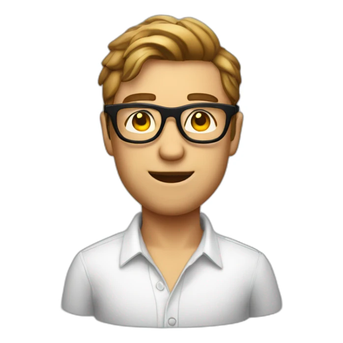 Homme avec chemise rouge à rayures et lunettes rondes sticker