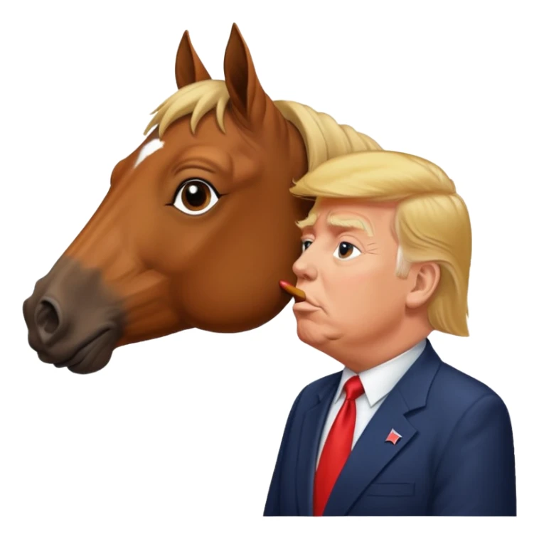 Donald trump kissing a horse named bubba ( the name bubba on its collar) sticker