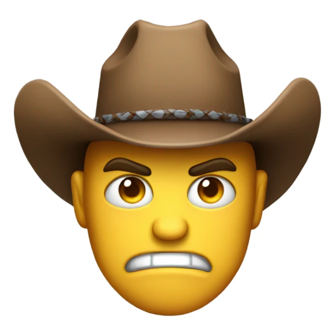 Angry Emoji face country boy cowboy hat sticker