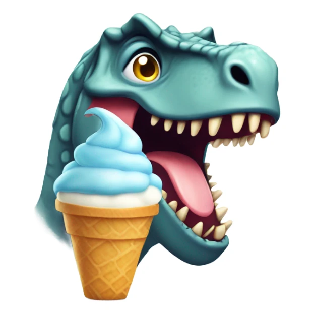 Dinosaurio riendo y comiendo helado sticker
