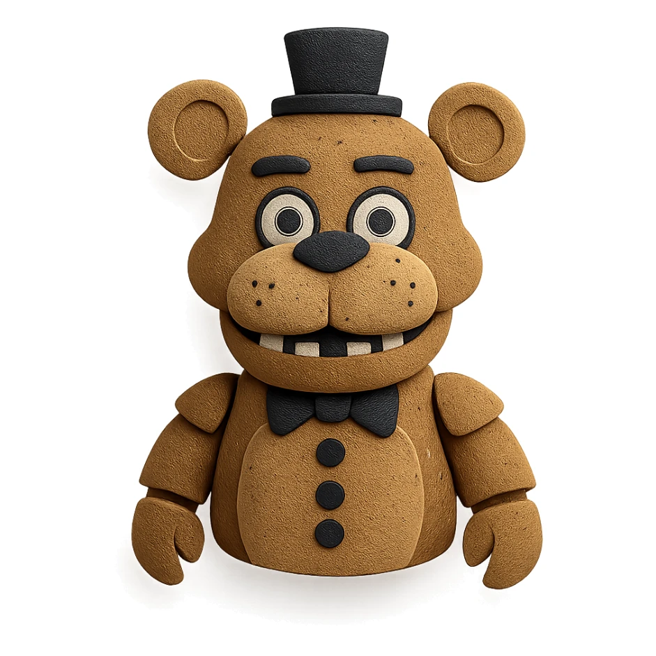Freddy from Five Nights at Freddy's, highly detailed, paper craft style sticker