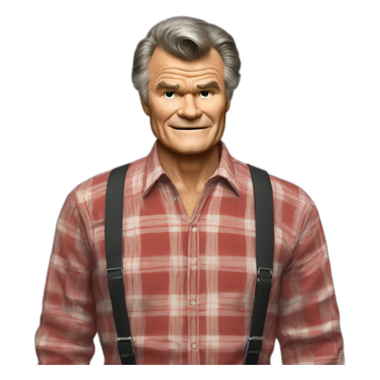 fred willard old red plaid shirt with suspenders sticker